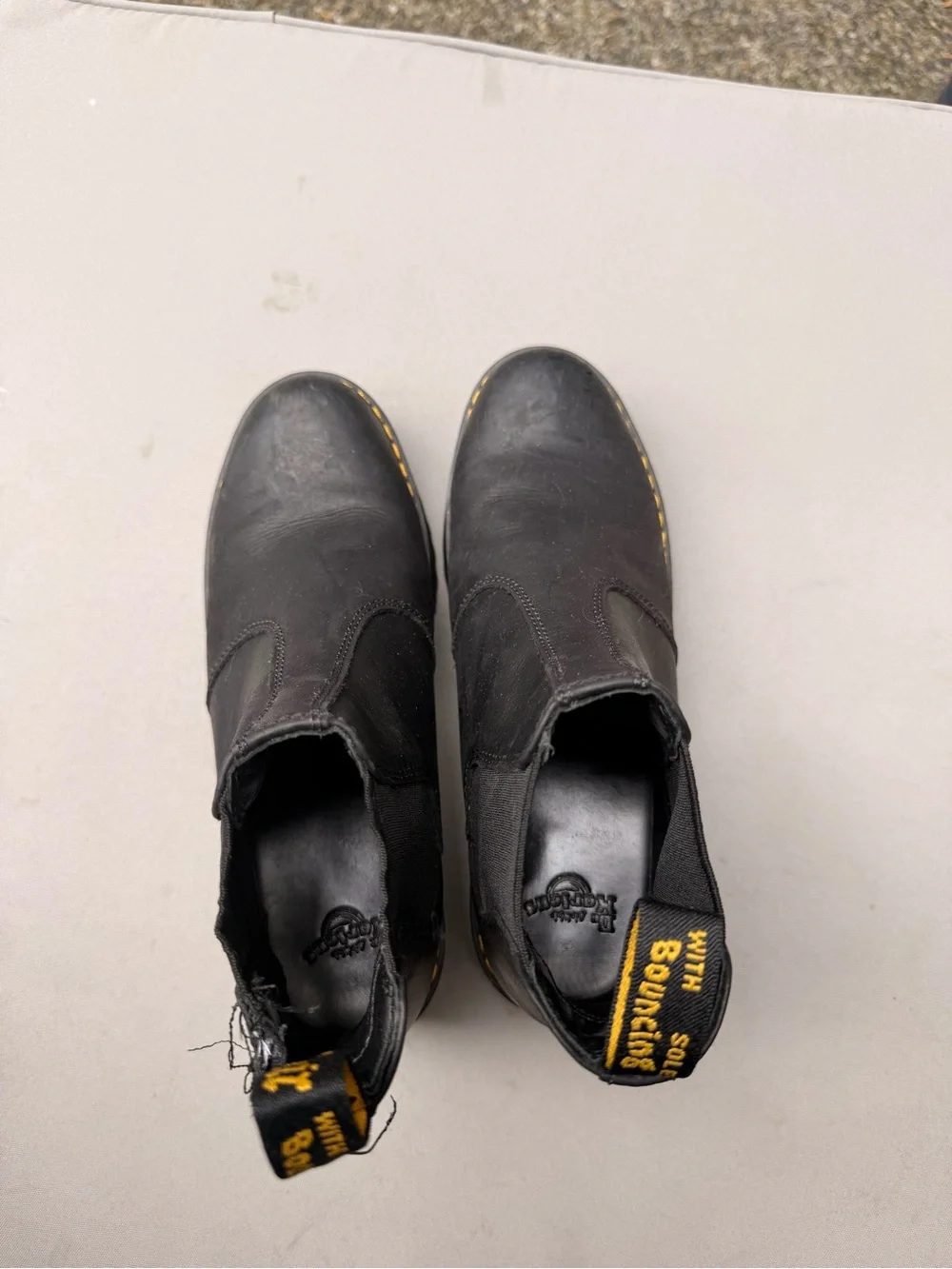 Dr. Martens Black Chelsea Lug Boots with Yellow Stitching (read description!)